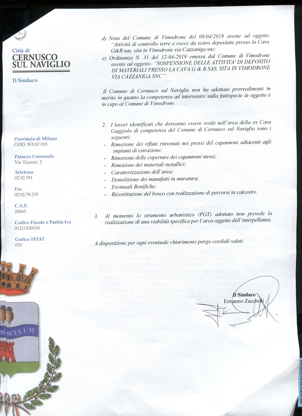 20190625 Risp2 Interpellanza Cava Gaggiolo